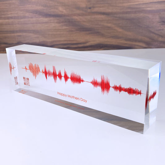 Mothers Day Sound Wave Art  - Custom Soundwave of your Personal Voice or Song Printed on Acrylic Glass Block