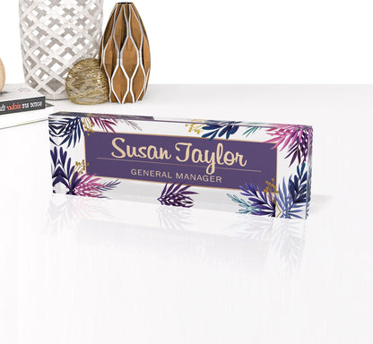 Personalized Desk Name Plate For Office Desk Abstract Design On Acrylic Glass Cute Work Promotion Christmas Customized Gifts Office Decor