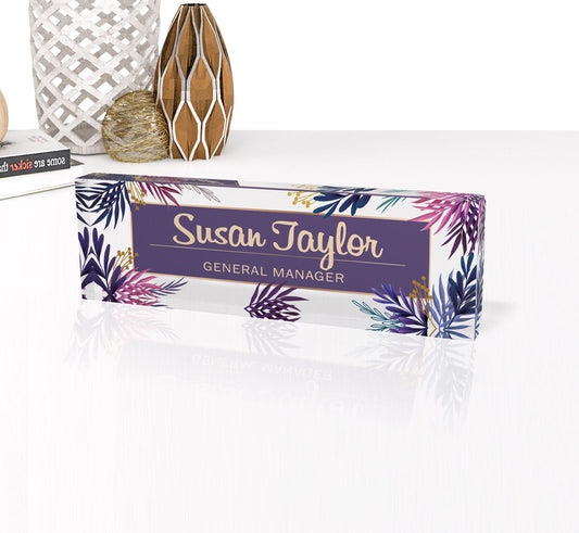 Personalized Desk Name Plate For Office Desk Abstract Design On Acrylic Glass Cute Work Promotion Christmas Customized Gifts Office Decor