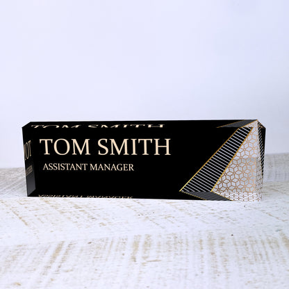Personalized Desk Name Plate For Office Desk Abstract Design On Acrylic Glass Cute Work Promotion Christmas Customized Gifts Office Decor