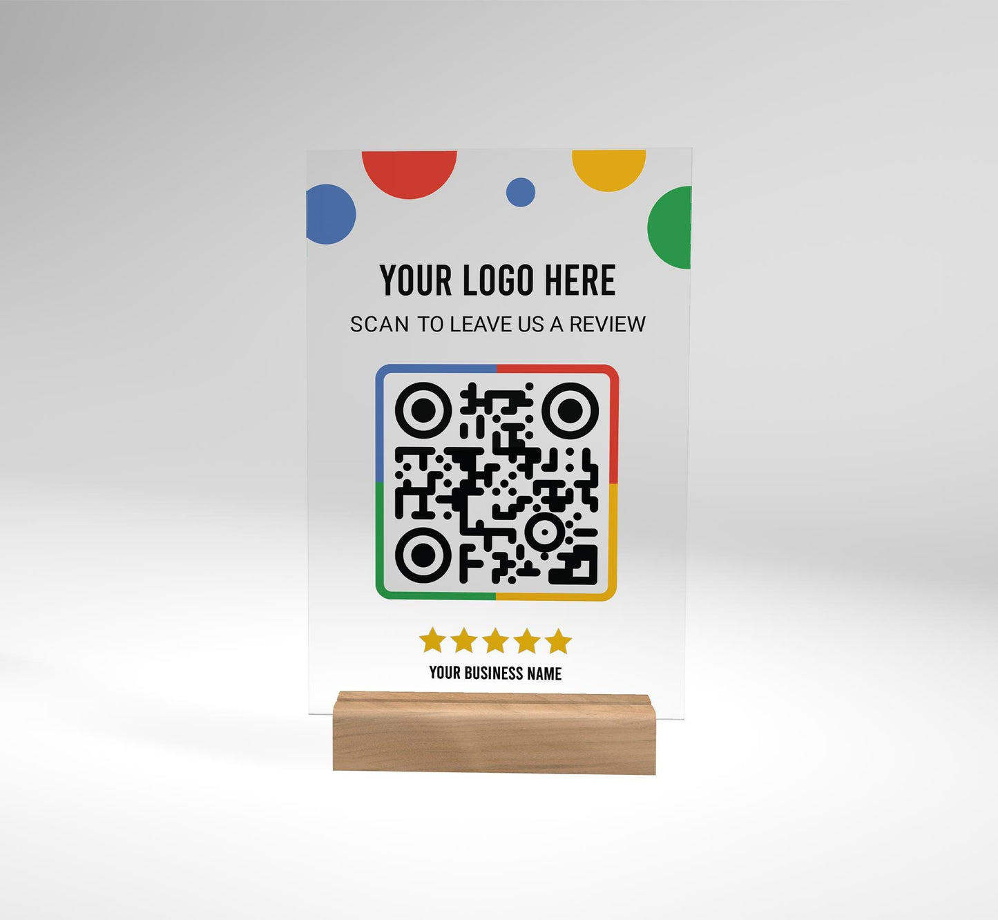 Please Leave Us A Review — Custom QR Code Acrylic Display, Easy Online Feedback, Acrylic Plaque with Clear Custom Stand, Restaurant Reviews
