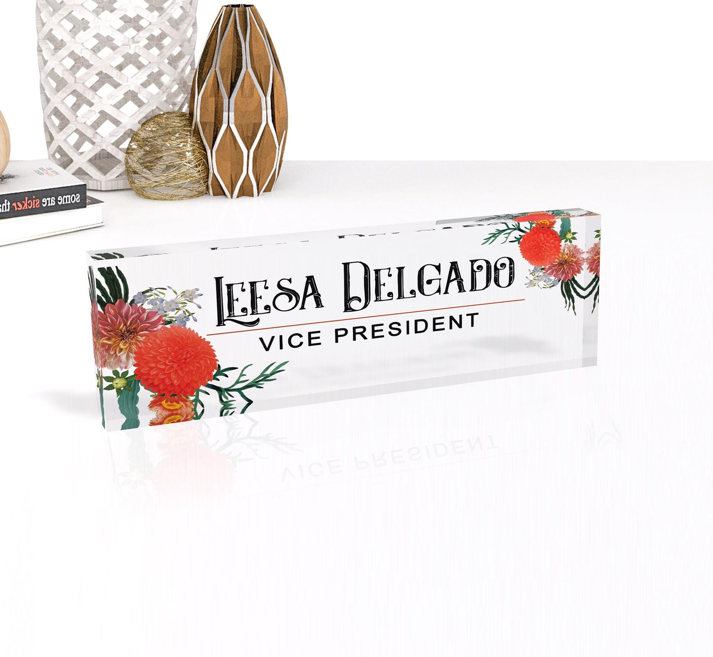 Name Plate for Desk, Acrylic Name Plaque, Personalized Sign with Name and Job Title, Promotion Gift, Coworkers Gifts 0.750" Thick