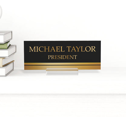 Custom Black and  Gold, desk plaque, name plate for desk, personalized acrylic gift, teacher name plate, name plate custom, desk name plate