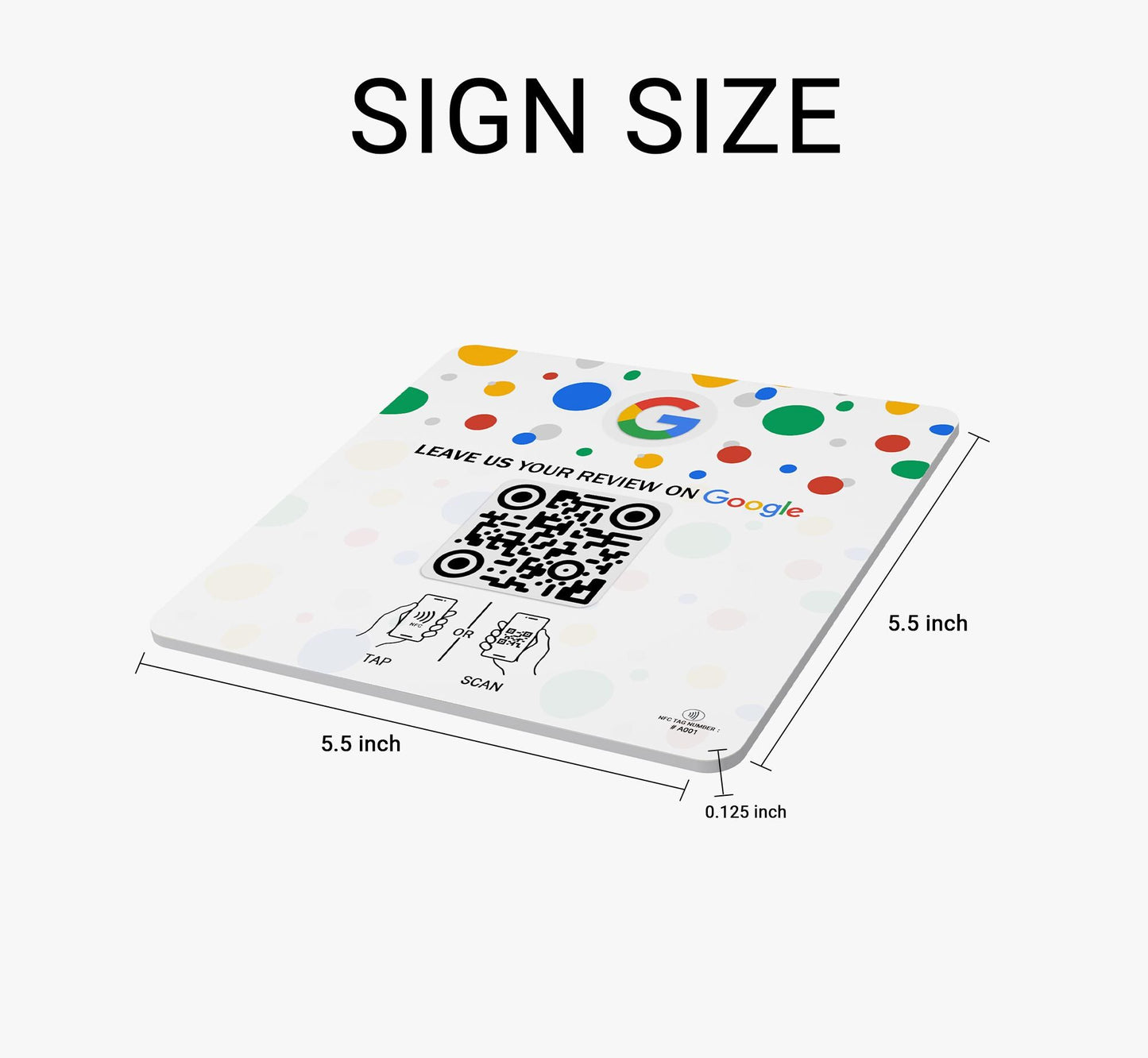 Tap Google Review Stand - Tap for Instant Reviews - All Phones Compatible - Smart Tap NFC & QR Sign - Boost Business Reviews ,White Acrylic