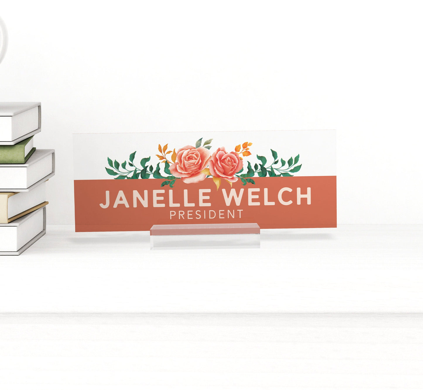 Modern desk name plate holder for office, name tag display stand for office and school