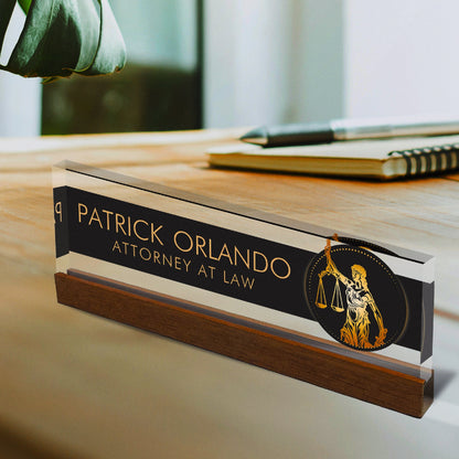 Artblox Office Desk Name Plate Personalized | Custom Door Name Plates | Lawyer Design On Clear Acrylic Glass | Office Desk Decor