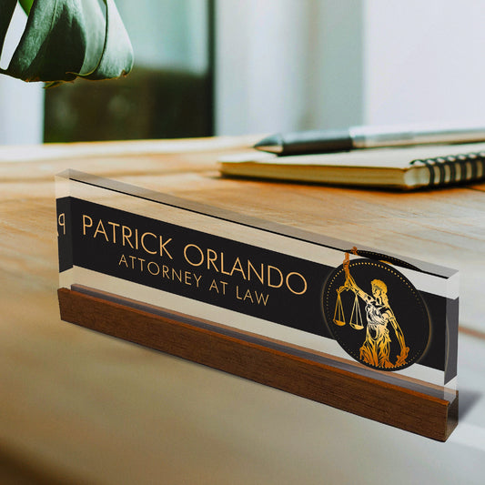 Artblox Office Desk Name Plate Personalized | Custom Door Name Plates | Lawyer Design On Clear Acrylic Glass | Office Desk Decor