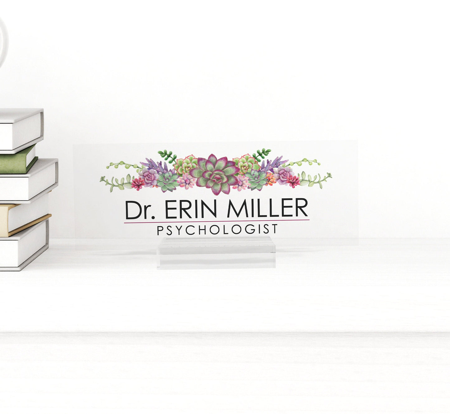 Desk name plate with pen holder / card holder / captain police fireman / fathers day gift / christmas gift
