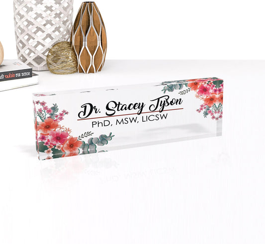 Custom Acrylic Name Plate, Office Name Plate, Personalized Name Plate, New Job Gift, CoWorker Gift, Custom Office Desk Decor, Phd Gift