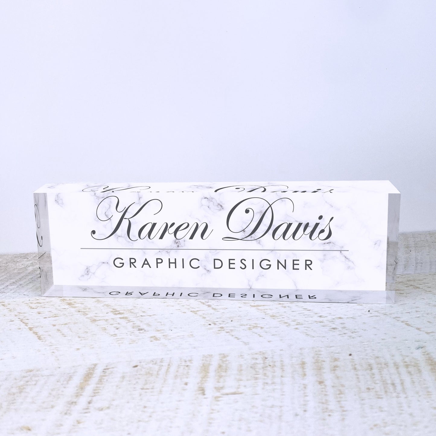 Personalized Desk Name Plate For Office Desk White Marble Design On Acrylic Glass Cute Work Promotion Christmas Customized Gift Office Decor