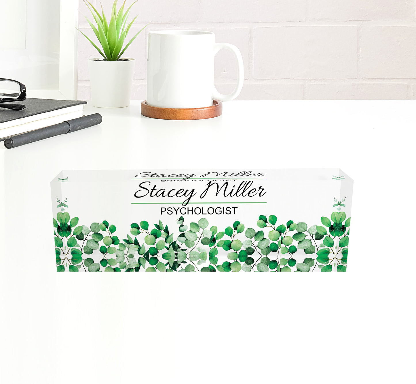 Personalized Desk Name Plate For Office Desk  Acrylic Glass Cute Work Promotion Christmas Customized Gift Office Decor