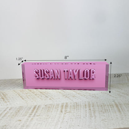Custom 3D Name Plate for Desk | Office Decor | Desk Nameplate | Personalized Acrylic Plaque | Gifts for Women Lady, Crystal 3D design