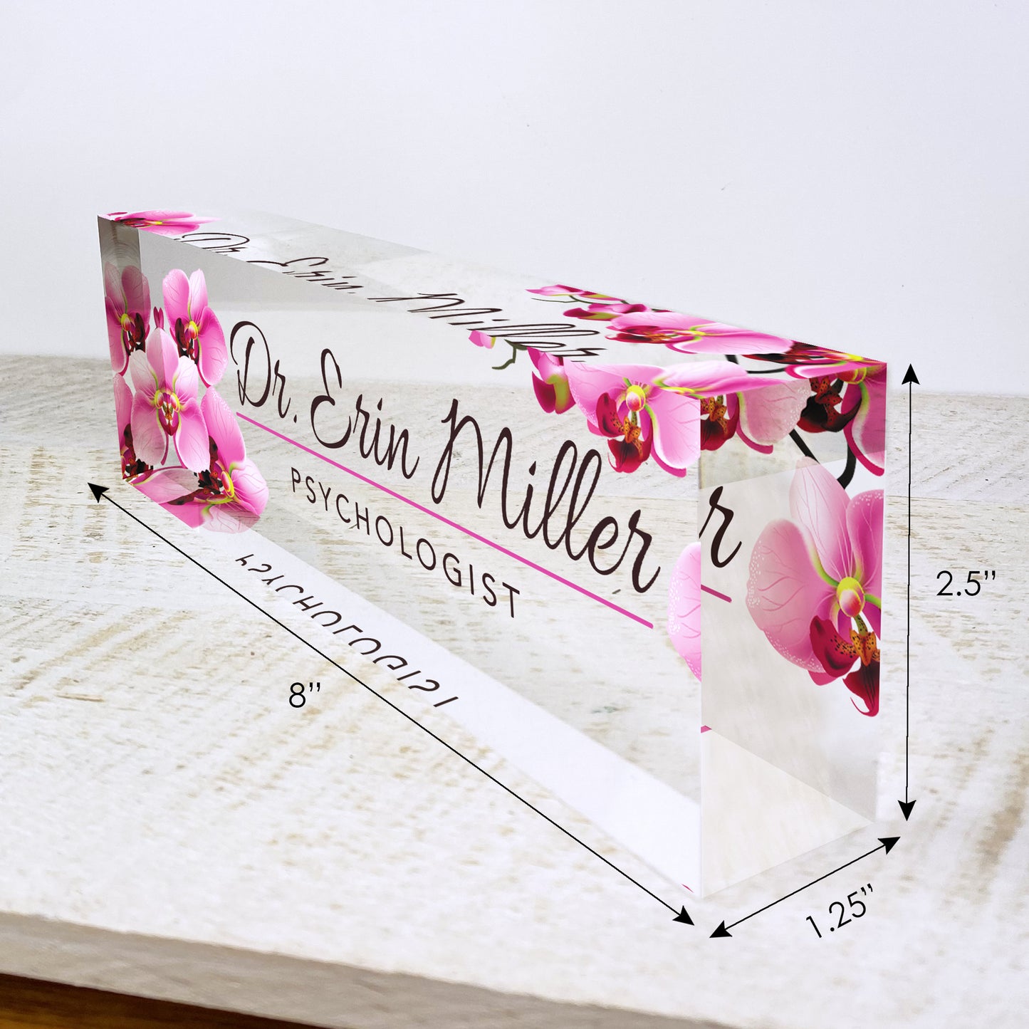 Personalized Acrylic Name Block  (Design 2) - Minimal Executive Desk CEO Sign, Job Office Decor, Teacher or Promotion Gift