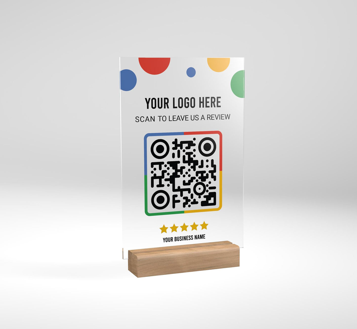 Please Leave Us A Review — Custom QR Code Acrylic Display, Easy Online Feedback, Acrylic Plaque with Clear Custom Stand, Restaurant Reviews