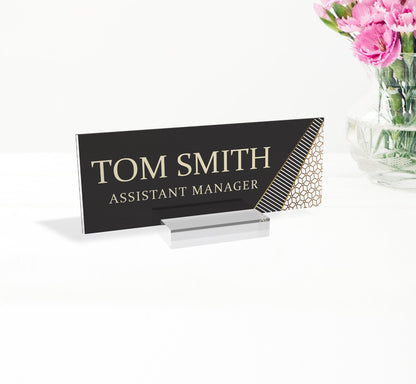 Custom Red Floral Desk Decor | Flower Office Sign | Office Gifts for Coworkers | White Flower Acrylic Nameplate | Orange Blossom Desk Decor