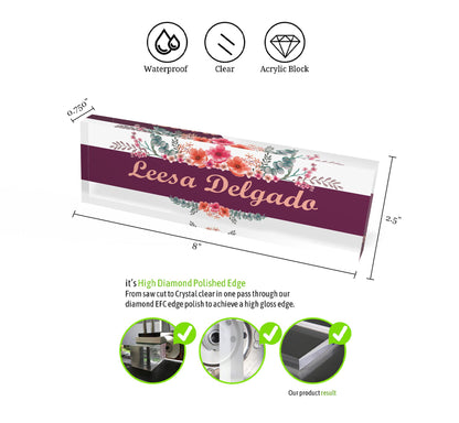 Personalized Acrylic Name Block - Custom Minimal Executive Desk CEO Sign New Job Office Decor Graduate Promotion