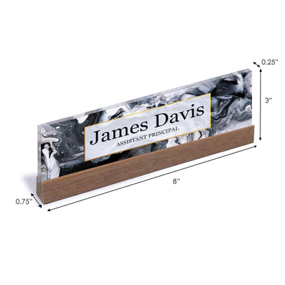 Marble Personalized Name Desk Plate, Custom Desk Plaque, Acrylic Name Plate for Desk, Gifts for Coworker, Christmas Gift for Boss