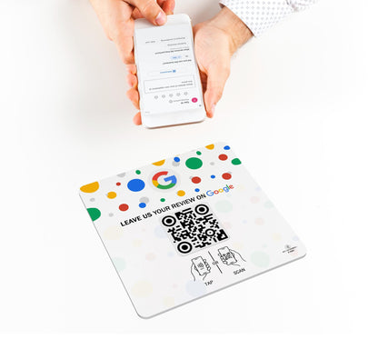 Tap Google Review Stand - Tap for Instant Reviews - All Phones Compatible - Smart Tap NFC & QR Sign - Boost Business Reviews ,White Acrylic
