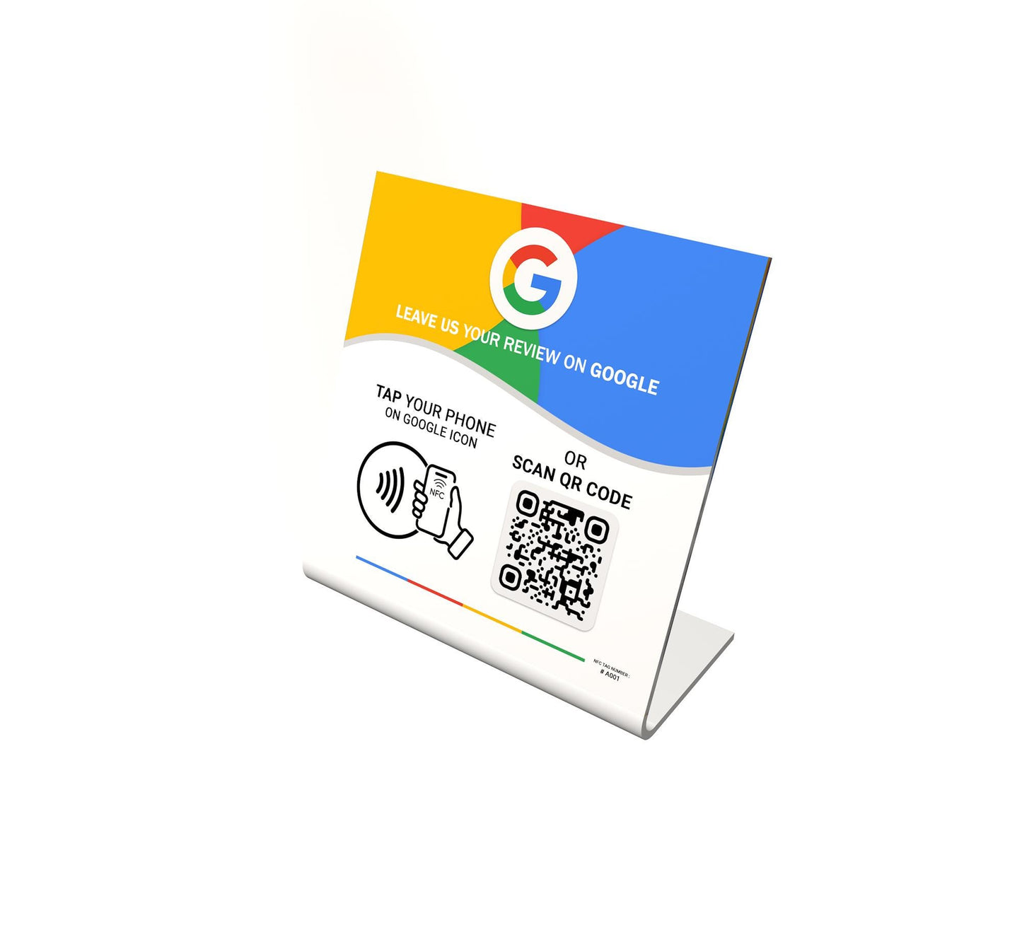 NFC Tag Google Review Stand - Digital Business Card to Boost Customer Reviews - Tap NFC & Scan QR code - Business sign holder review sign