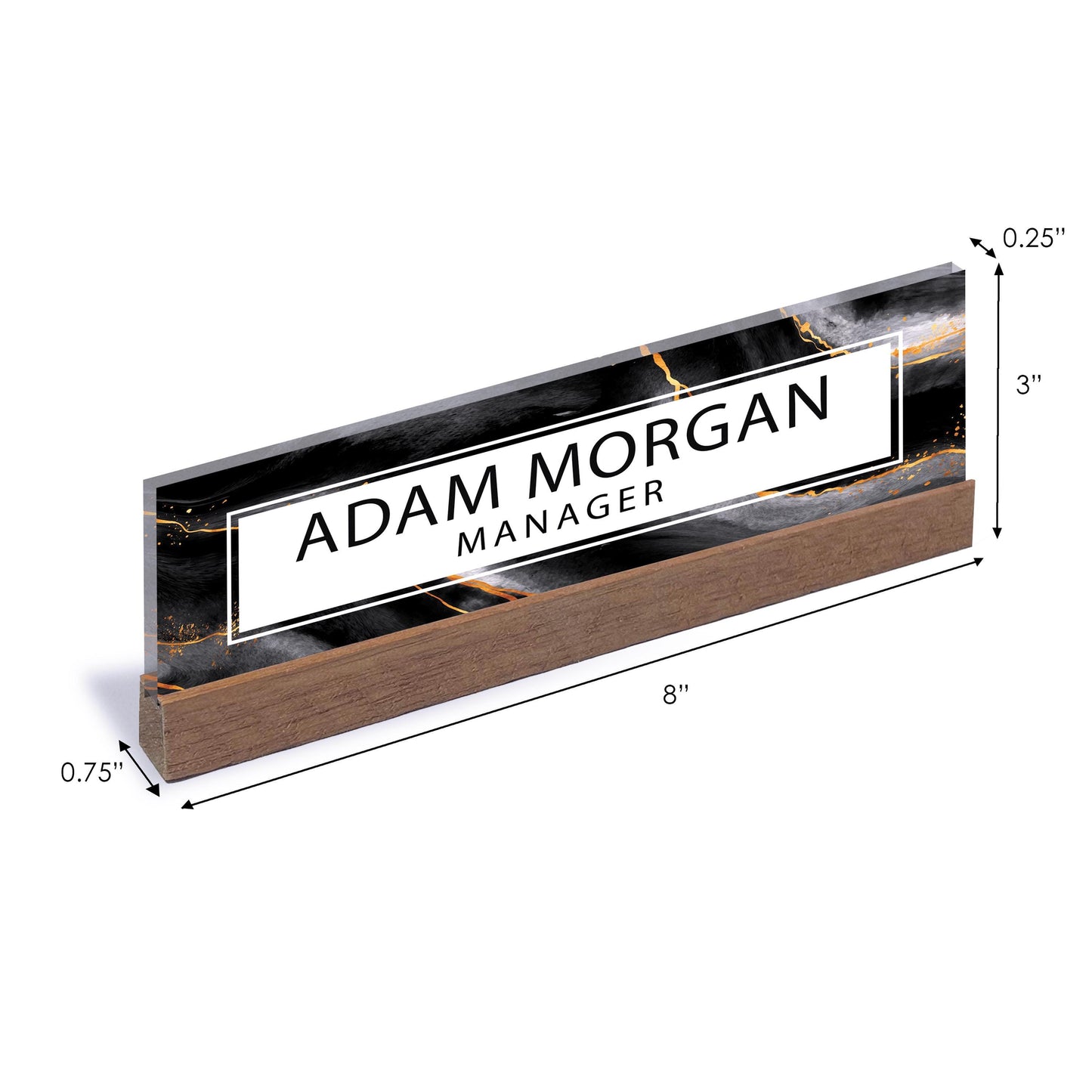 Customized Clear Acrylic Thick 8x2.5" - Desk Name Plate Block with Personalized Logo - Professional Office Decor - Gift for Teacher