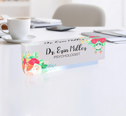 Acrylic Name Plate for Desk, Custom Name Plate, Professional Gift, Graduation, New Job, Promotion 2.5 x 8 inch