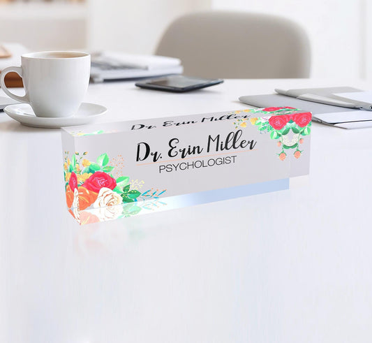 Acrylic Name Plate for Desk, Custom Name Plate, Professional Gift, Graduation, New Job, Promotion 2.5 x 8 inch