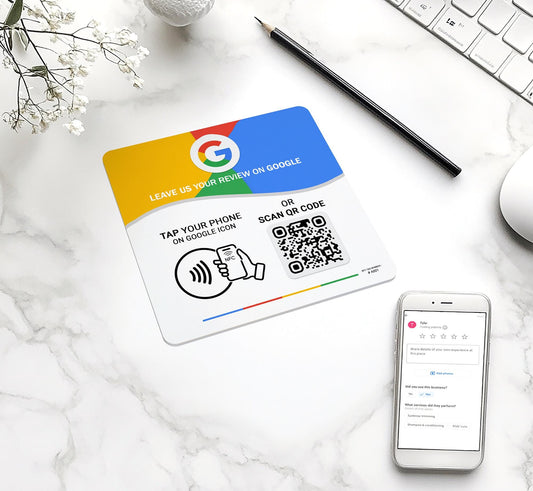 NFC google review front reception desk , instant feedback for businesses! boost your google reviews with our nfc online review sign