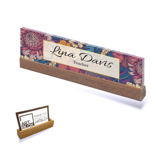 Custom Watercolor Floral Acrylic Name Plate | Acrylic Name Plates for Desks | Office Name Plate Sign | Glass Name Plates for Desks