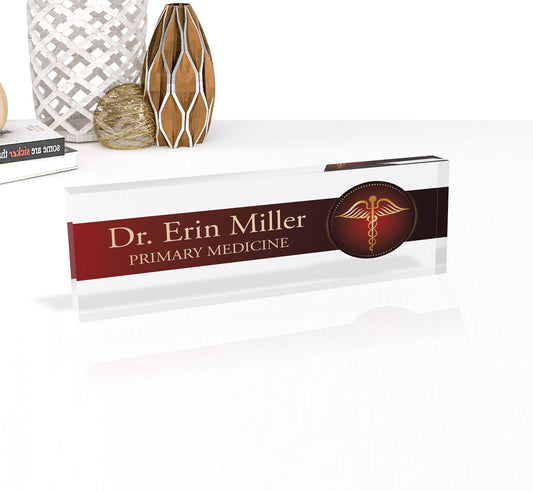 Desk Clear Acrylic, Green Leaf Desk Name Plate, Office Decor, Custom Name Plate, Personalized Gift, Gift for Her, Graduation Gift