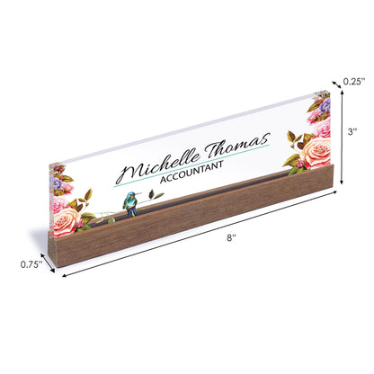 Personalized Acrylic Name Plate | Birds Office Sign Plaque | Coworker | Office Decor | Desk Name Plate | Promotion Gift | New Job | Boss