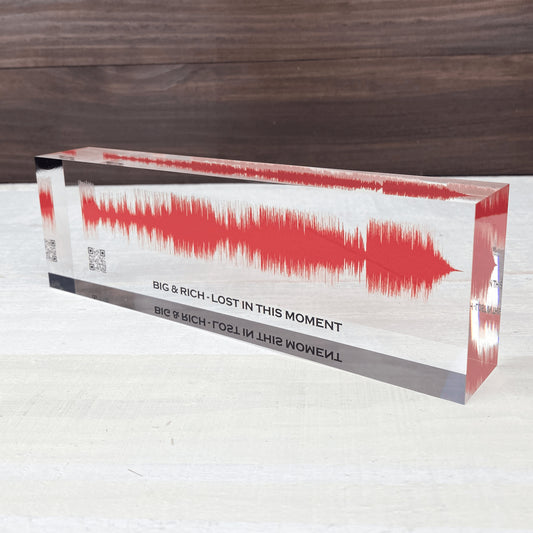 Soundwave Art Red | Unique Personalized Customized Gifts | Any Recording Or Song On Acrylic Block | Romantic Gifts for Her | Wedding Gift