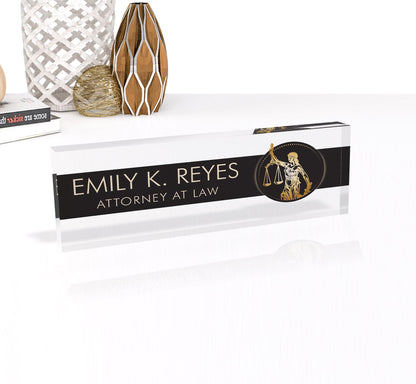 Desk Name Plate Pink Flowers Personalized Office Desk Name Plate with Pink Flowers On Clear Acrylic Custom Decor Name Sign Unique Gifts