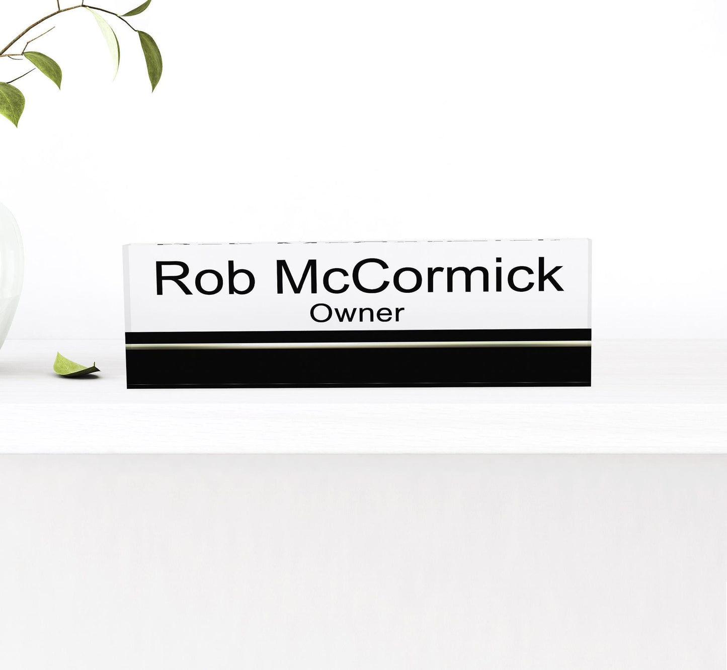 Artblox - Customized Clear Acrylic Desk Name Plate Block with Personalized Logo - Professional Office Decor 0.750" Thick