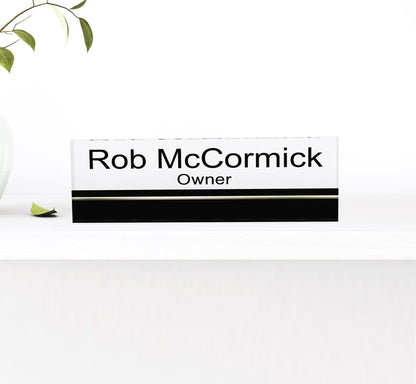 Artblox - Customized Clear Acrylic Desk Name Plate Block with Personalized Logo - Professional Office Decor 0.750" Thick