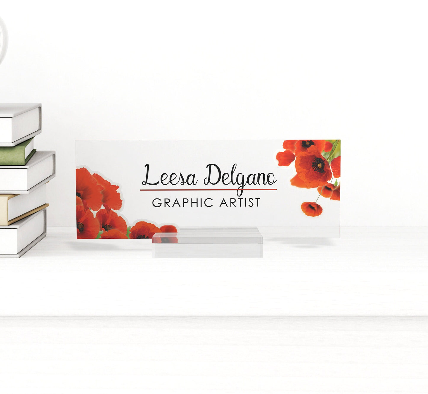 Customized Clear Acrylic Thick Option - Desk Name Plate Block with Personalized Logo - Professional Office Decor - Gift for Teacher