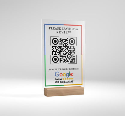 Personalized Business Google Review Sign, Acrylic Sign, Ask For Review QR Code Sign, Business Review Link, Yelp Review Sign