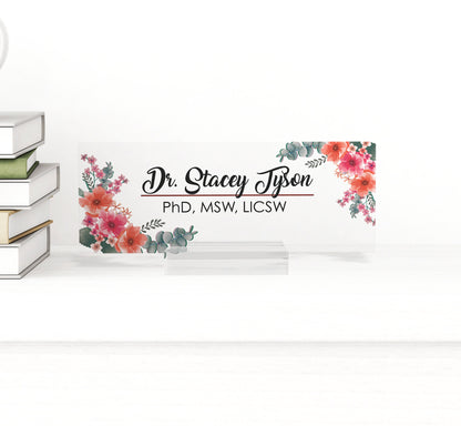 Personalized desk name plate, teacher gift, apple nameplate, teacher appreciation, desk accessory, acrylic name plate, desk decor