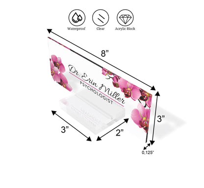 Personalized Name Plate for Desk, Custom Office Decor, pink flower, Coworker Gift, Desk Nameplate, Desk Sign, Office Gift, Promotion Gift