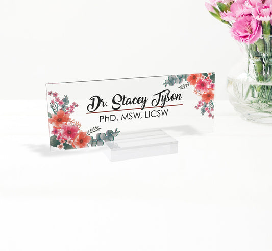 Personalized desk name plate, teacher gift, apple nameplate, teacher appreciation, desk accessory, acrylic name plate, desk decor